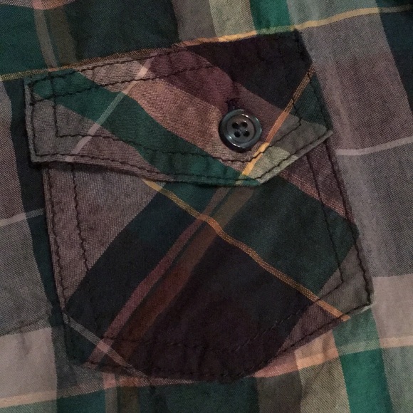 Blue/Green plaid Western shirt - Picture 4 of 5